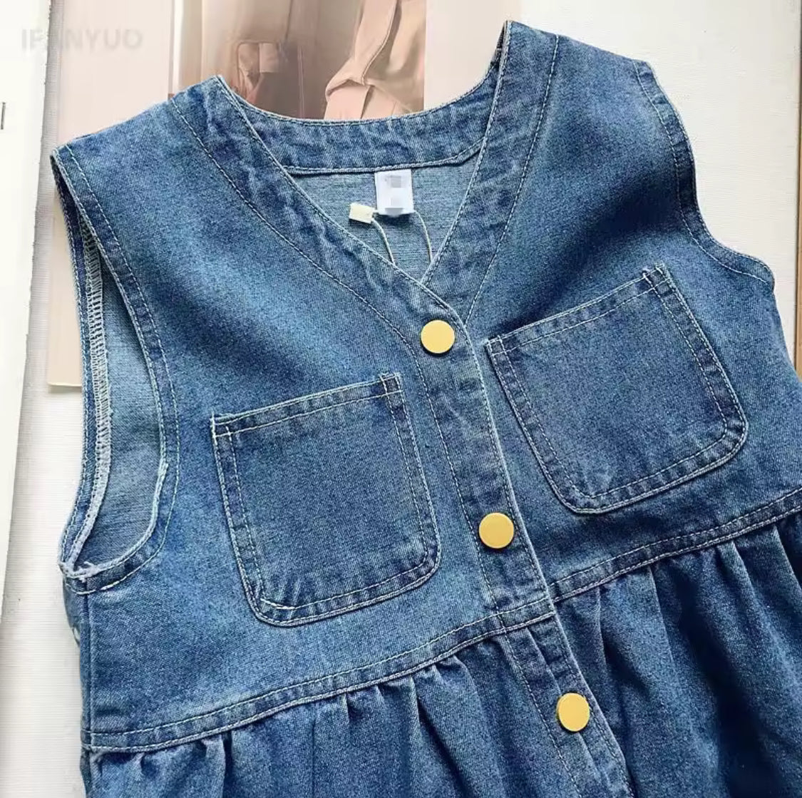 Yellow Buttons Denim Dress
