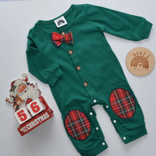 Boy Green & Christmas Plaid Jumpsuit