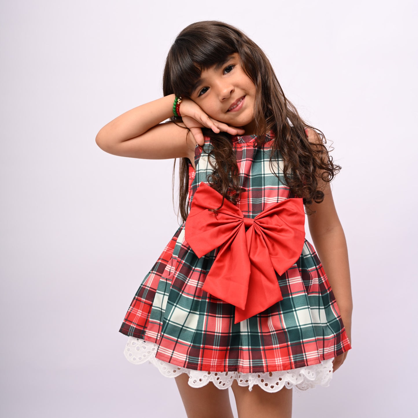 Plaid Large Bow Tank Dress