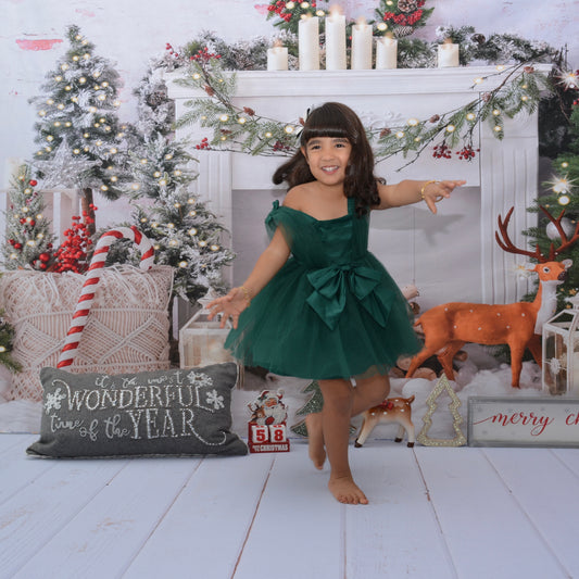 Dark Green Bow Dress