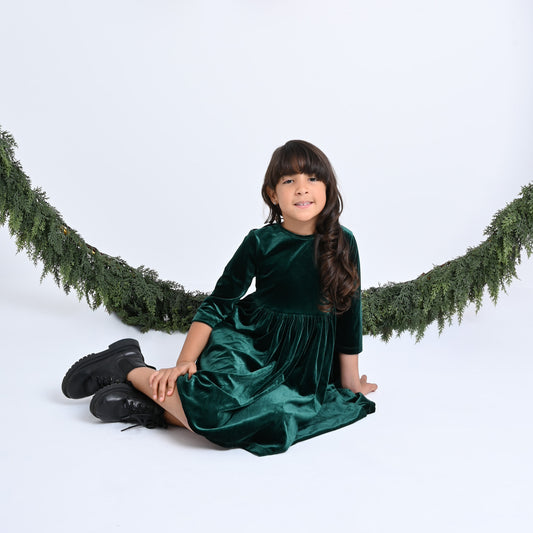 Hunter Green Velvet Dress