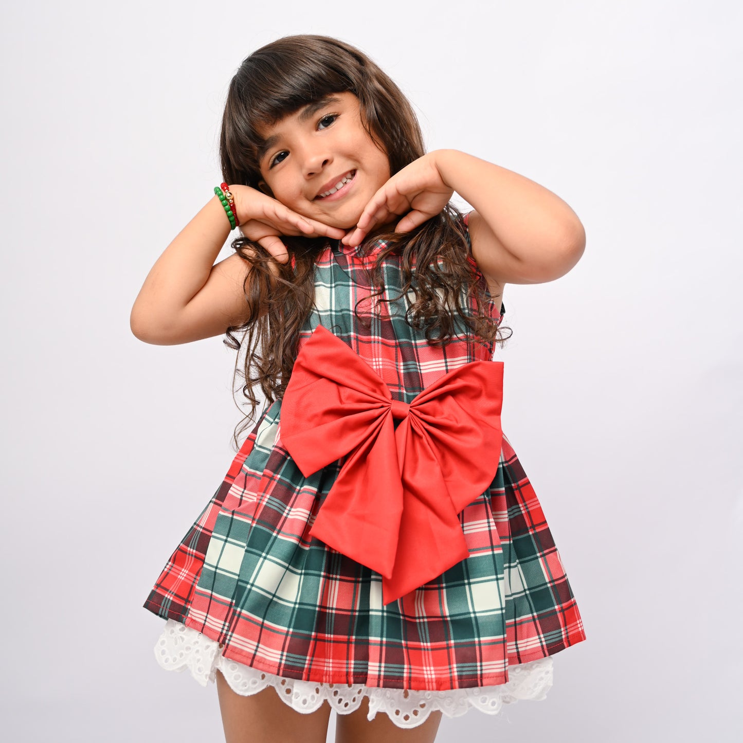 Plaid Large Bow Tank Dress