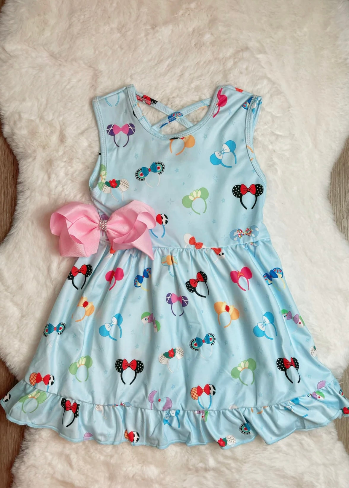 Colorful Mouse Ears Dress & Matching Bow