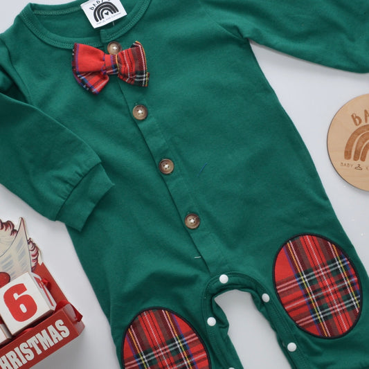 Boy Green & Christmas Plaid Jumpsuit