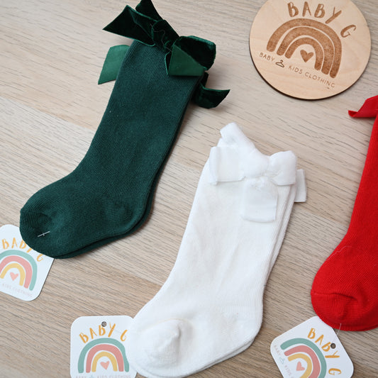 Christmas Velvet Bow Socks