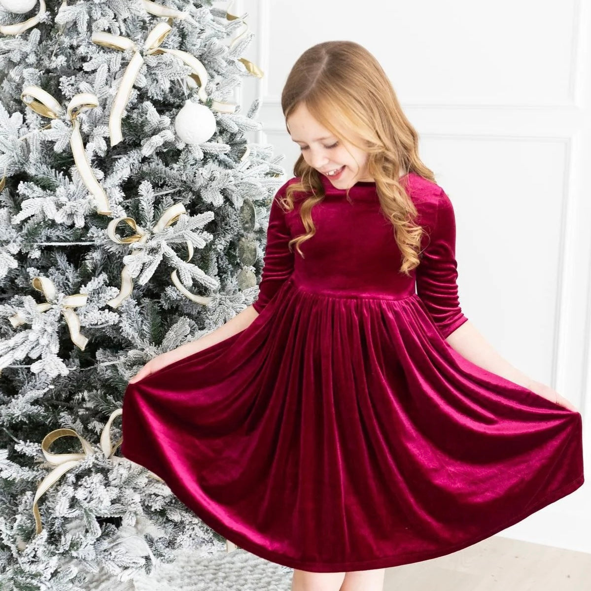 Cranberry Velvet Dress