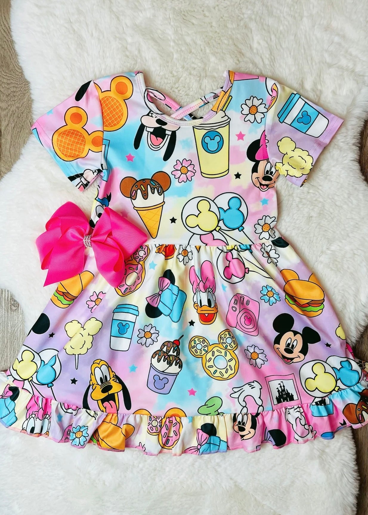 Mouse Colorful Treats Dress & Matching Bow