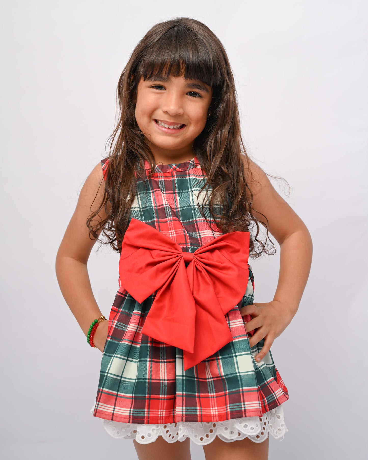 Plaid Large Bow Tank Dress