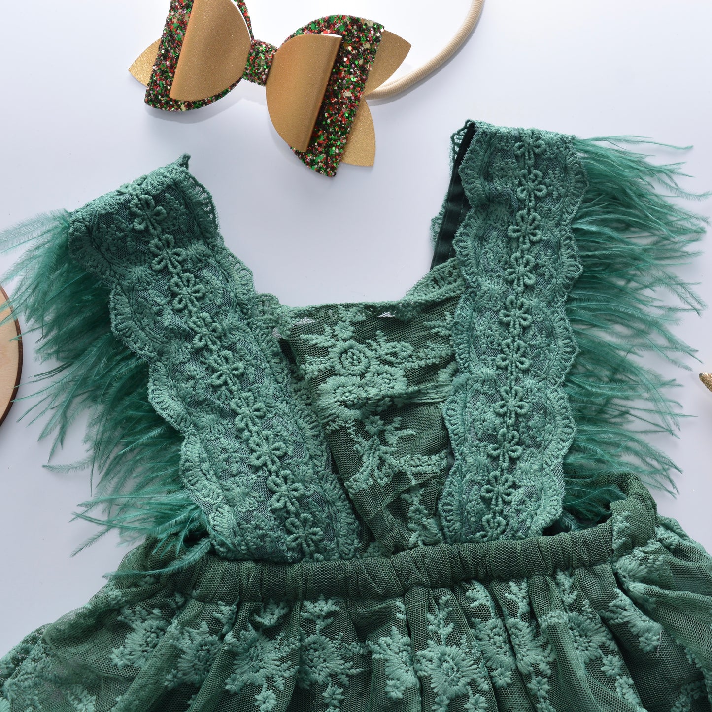 Feather Green Bodysuit Dress