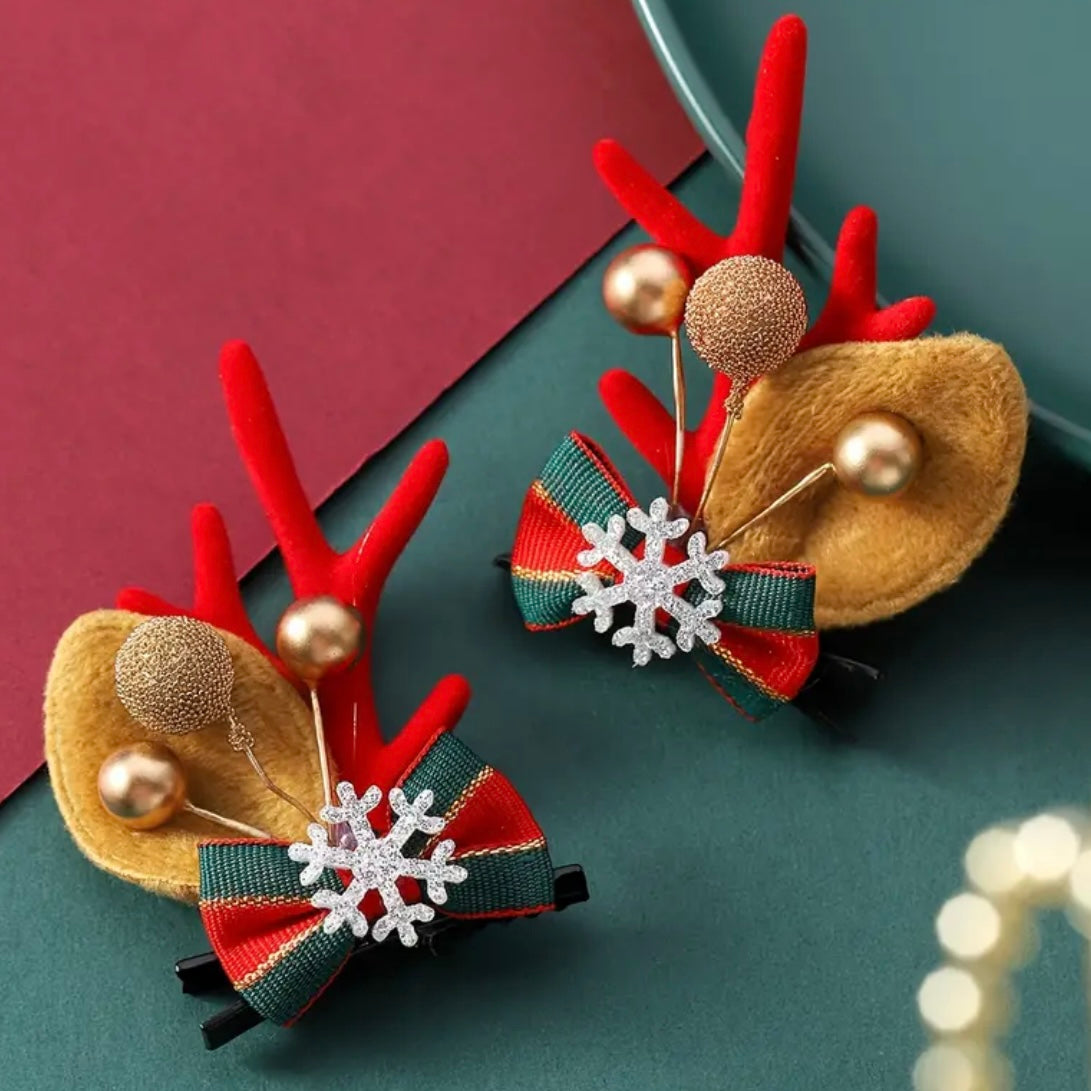 Hair Reindeer Christmas Clips