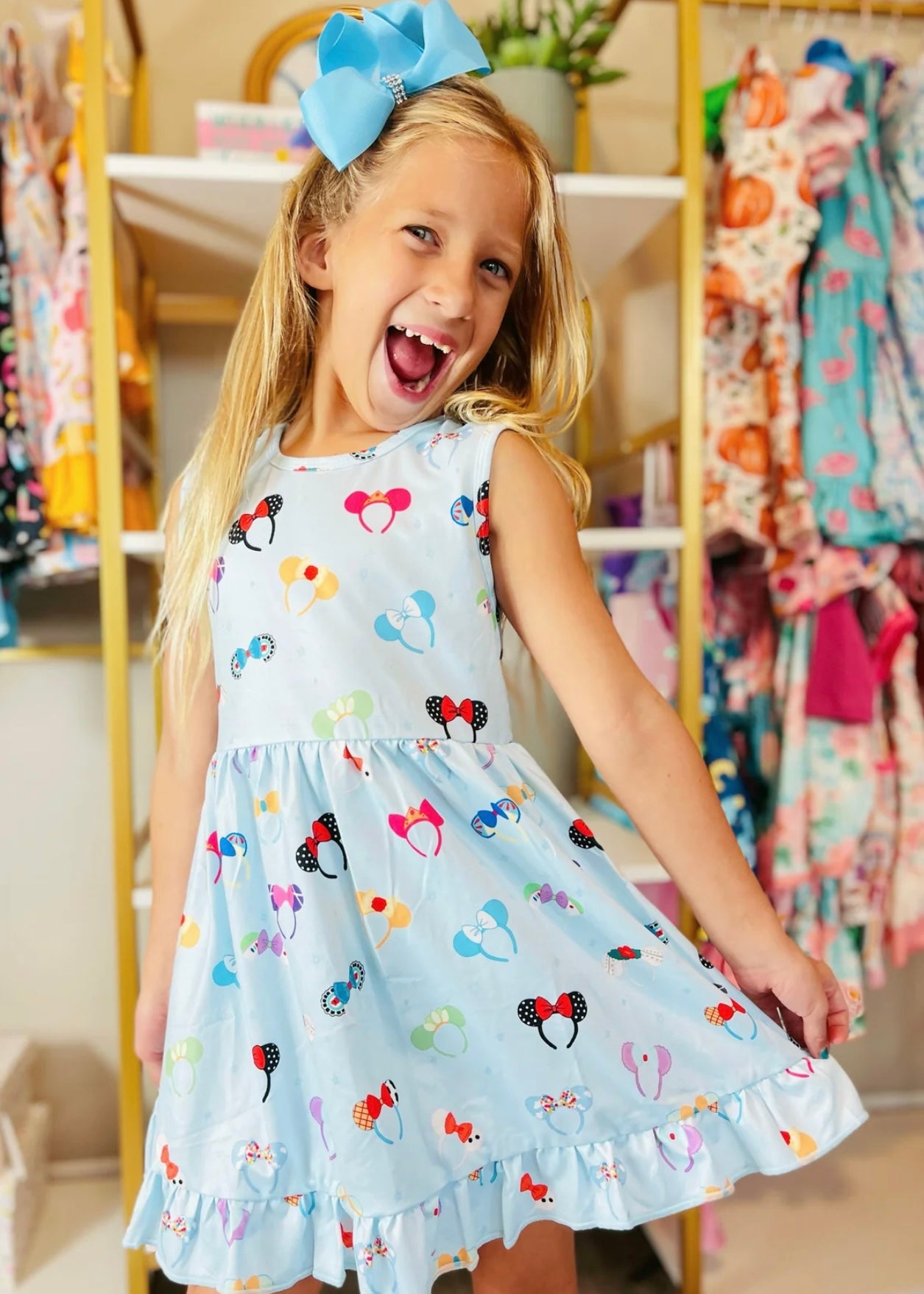 Colorful Mouse Ears Dress & Matching Bow