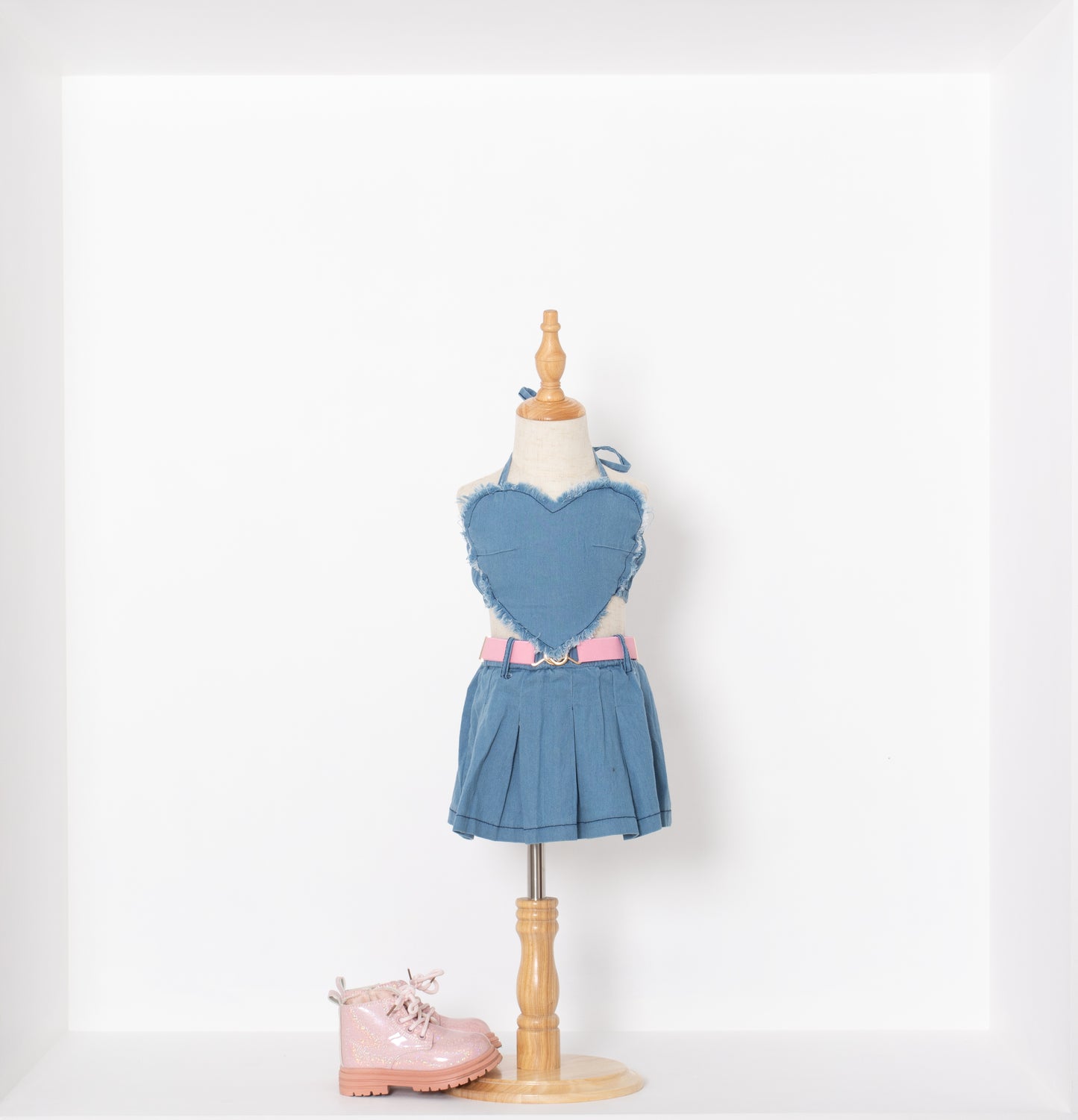 Denim Heart Top & Skirt