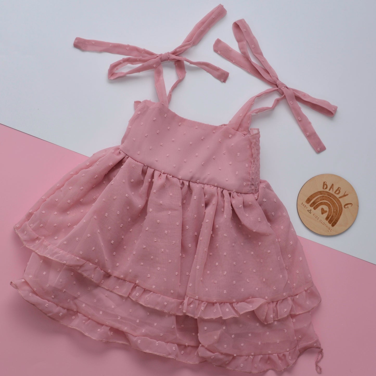 Dusty Pink Ruffle Mesh Dress