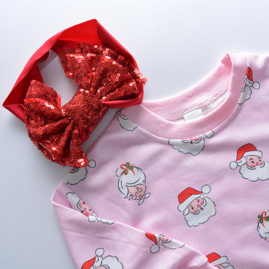 Santa All Over Pink Romper