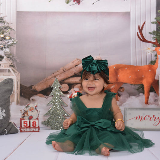 Dark Green Bow Dress