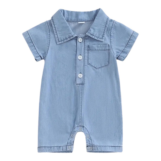 Denim Boy Polo Romper