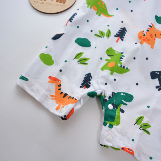 Colorful Dinosaur Print Baby Romper