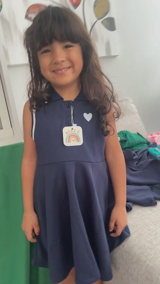 Navy Heart Polo Dress