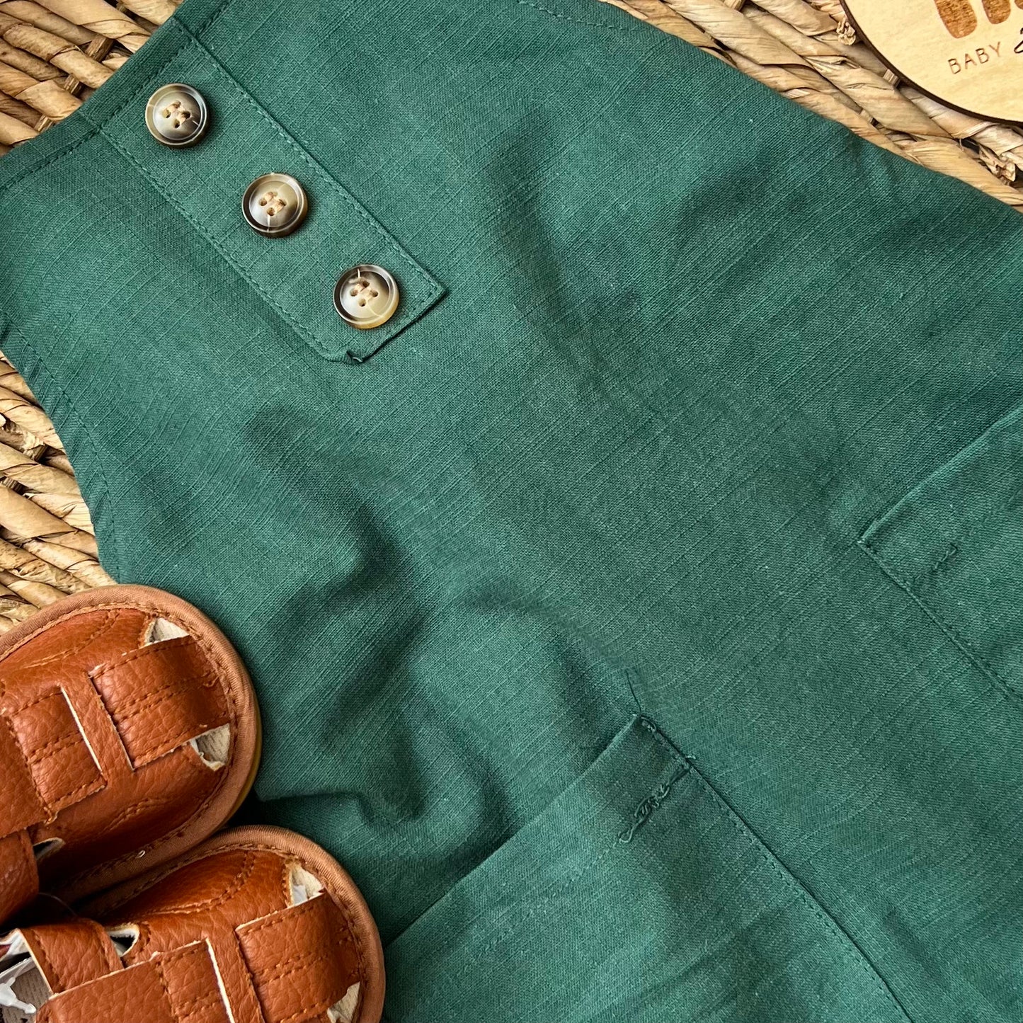 Baby Boy Green Short Overall