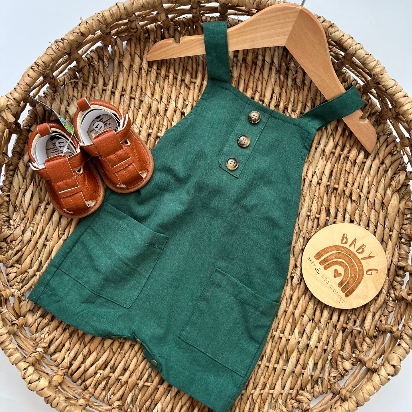 Baby Boy Green Short Overall